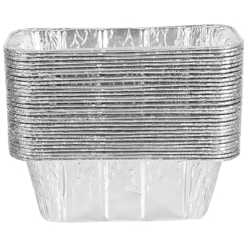 PAMINGONO 30 Pezzi Vassoi Raccogli Grasso in Alluminio USA e Getta Accessori Barbecue Compatibili con Piastra per Griglia Teglie Leggere e Resistenti per Forni e Congelatori per Cottura