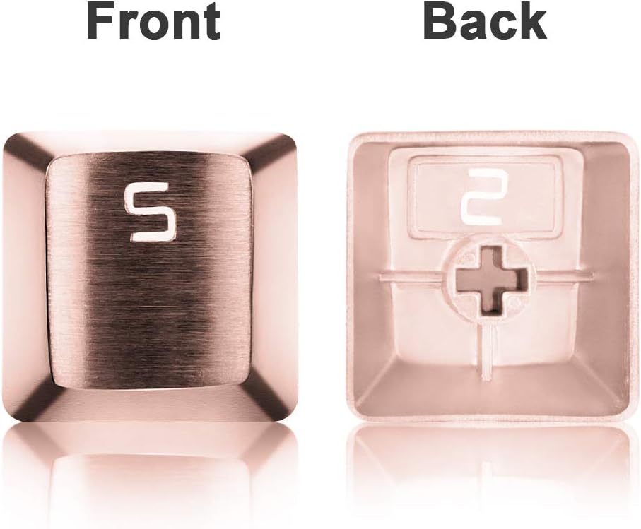 Fitlink FPS & MOBA Gaming Keycaps, Stainless Steel Metal Mechanical Keycap with Key Puller Compatible with Cherry Mx Switch Mechanical Keyboard (Silver) (Rose Gold, WASD+Directions)