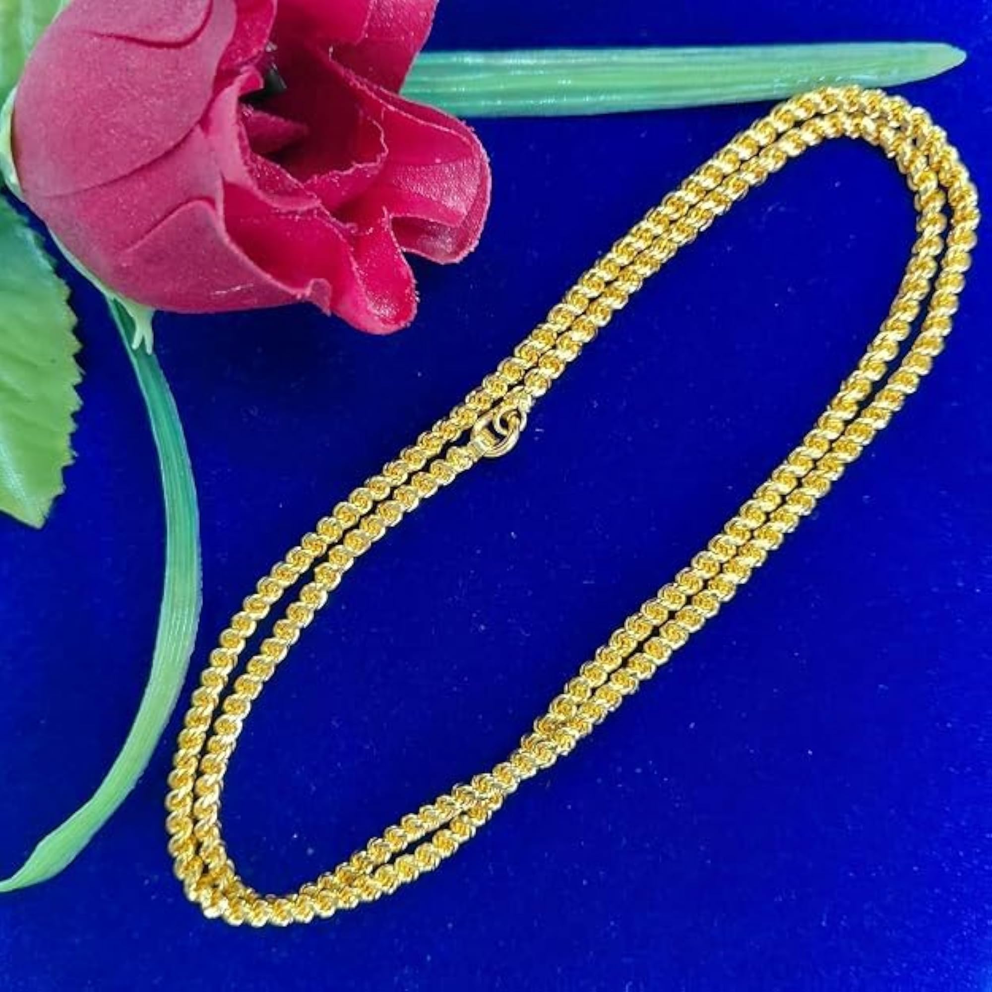 Women's 24 Inch Golden Glow Murukku Chain Necklace
