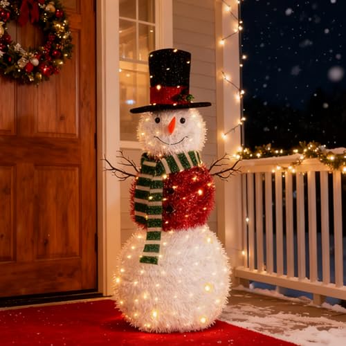 LED Schneemann Deko 120 cm,Wasserdicht Schneemann Deko Außen Mit 4...