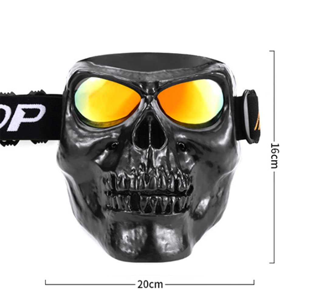 DEVIL SHACKLES Skull Motorcycle Helmets with Goggles Face Shield With Glasses Dustproof Riding Helmet Men Halloween Cosplay