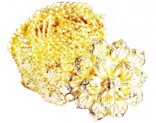 Thai Belt Gold Plate White Stone Jewelry Chain Vintage Rattanakosin Period Thailand Costume Tradition Wedding Women Accessory For Dress Skirt Sarong Gold Color Length 40 Inches 1 Piece