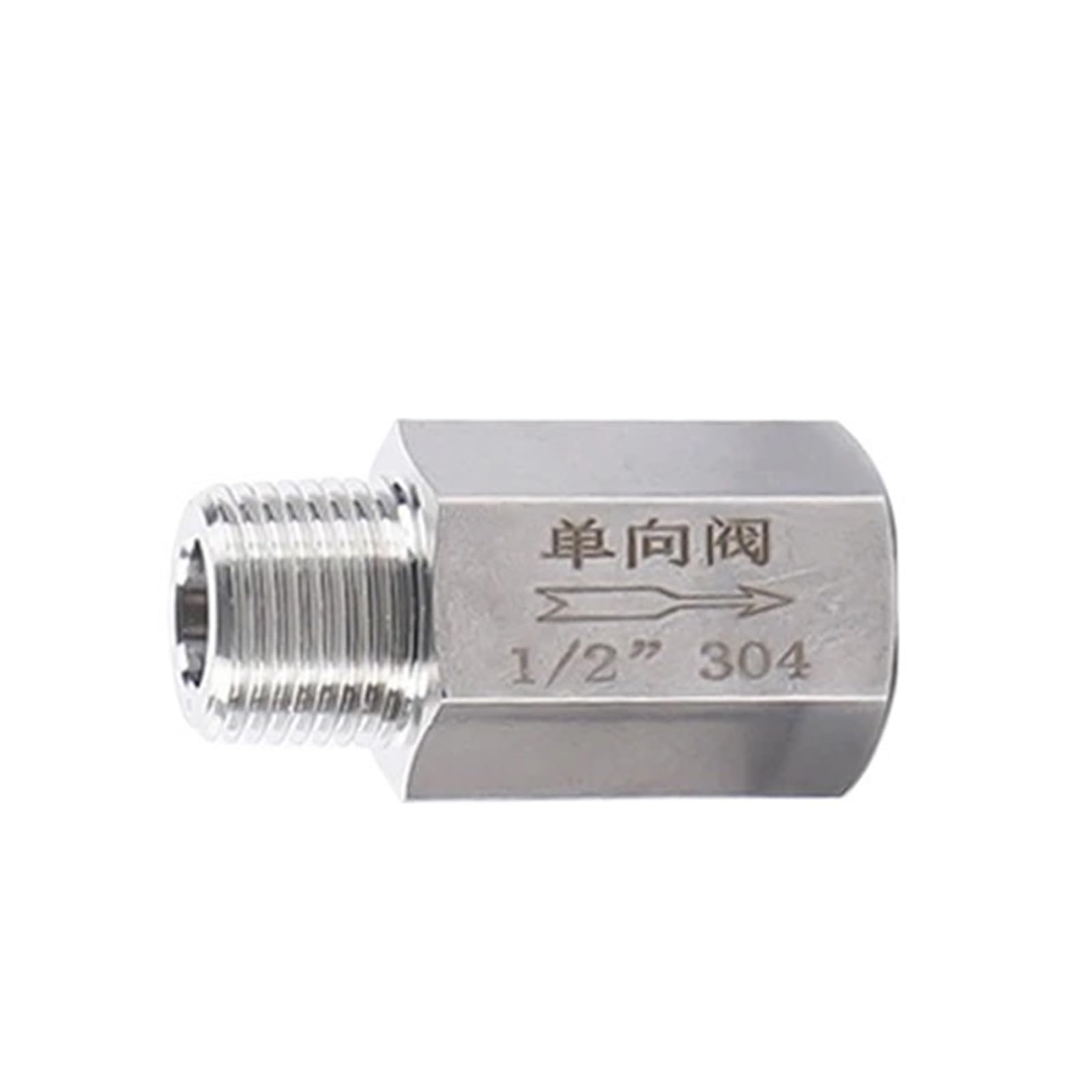 304 Stainless Steel Non-Return Inline 1-Way Check Valve(Male(in) Female(Out),1/4")