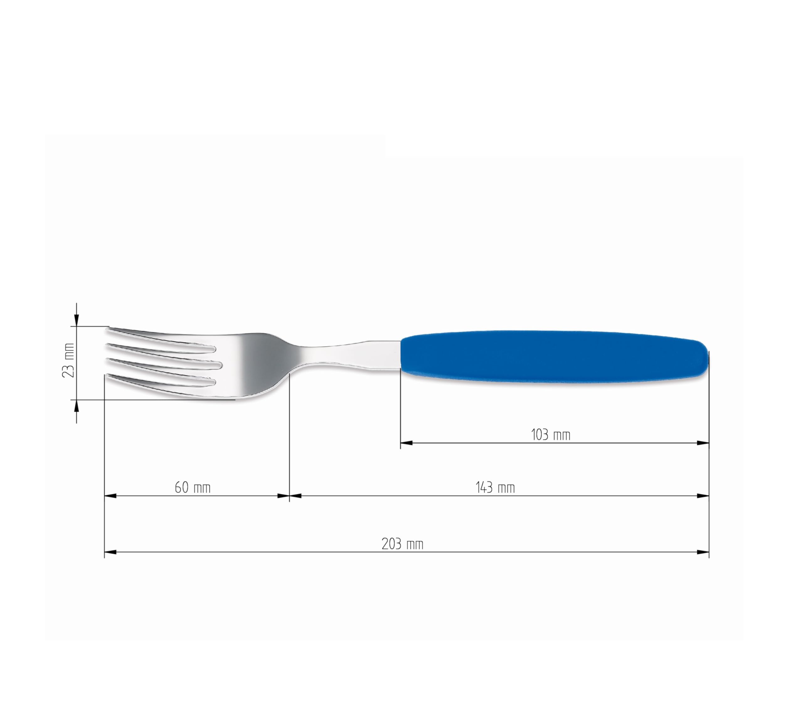 6er Set Giesser Messer Besteck Made in Germany - Gabel Essgabel Steakgabel Menügabel groß - ideal für Camping Rostfreier Edelstahl, ergonomischer Griff - Made in Germany - Blau