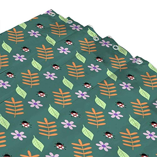 Rideau de douche polyester imperméable et durable motif coccinelle rouge