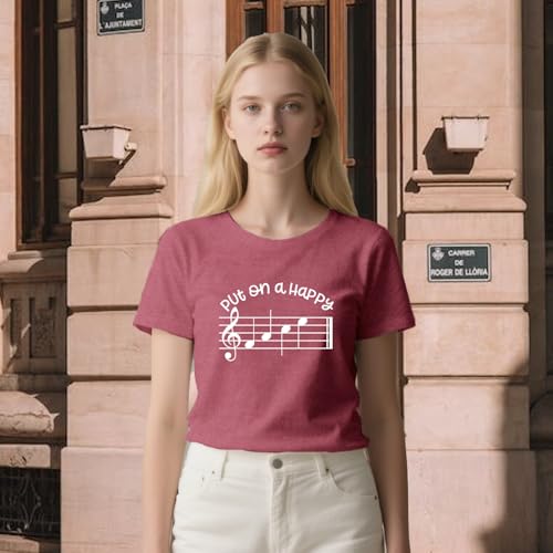 VQD Womens Music Teacher Shirts Music Lover Tshirt Band Teacher Appreciation Tee Tops Pink