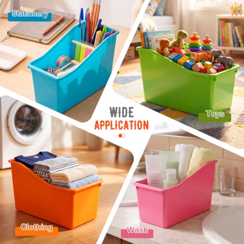 Image of Geetery Plastic Book Bins for Classroom, 12 Pcs, Vibrant Color