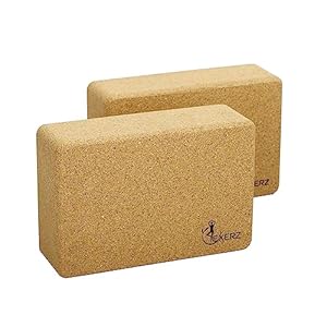 EXERZ Cork Yoga Blocks 2pcs Gym Bricks -Comfortable Fitness Yoga Bricks, Anti-Slip, Lightweight and Travel Friendly Pilates Practice (Cork)