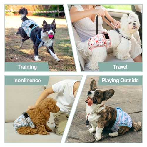 Image of Washable Female Dog Diapers (3 Pack) - No Leak Reusable Diapers for Doggy Female in Period - Highly Absorbent Dog Heat Panties with Adjustable Snaps M