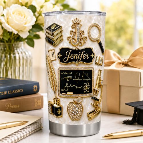 Raevaki Personalized Teacher Tumbler - Gifts For Teachers - Custom 2D Flat Back To School Cup T14 - Classroom Tumbler - Teacher's Day, Graduation, Birthday Gifts For Teachers, Educator - Image 4