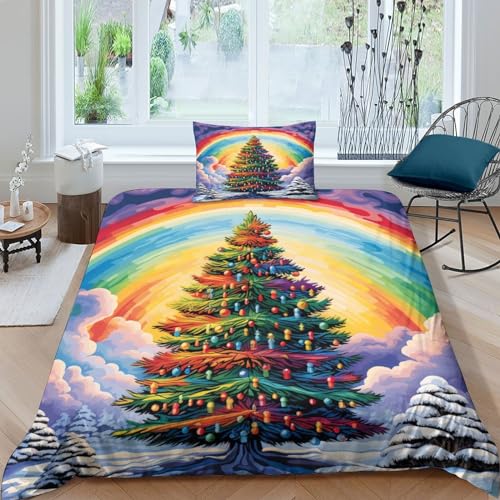 Housse de couette sapins de Noël 135x200 cm en microfibre - 2