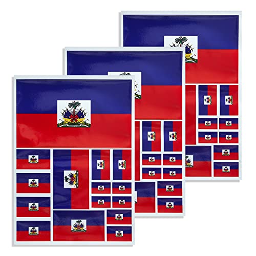 Image of CANTENDO 3Pack Haiti Flag Decal - Haiti Flags Reflective Vinyl Car Stickers - for Car Window Bumper Waterproof Sticker (12 x 8.5 Inch)