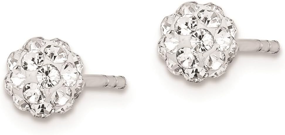 925 Sterling Silver Polished Rhodium Plated Stellux Crystal Ball Post Earrings 5x5mm Wide Ball Earring for Women - Image 3