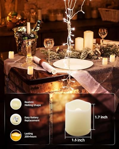 Shymery CR2032 Flameless Votive Candles,Flameless Flickering Electric Fake Candle,24 Pack 200+Hour Battery Operated Led Tea Lights In Warm White thumb #6