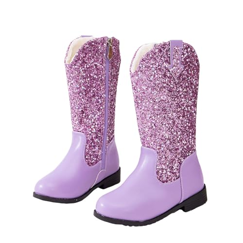 IWIHMIV Toddler Girls Western Riding Boots Mid Calf Cowboy Long Boots Comfortable Western Soft Sole Warm Long Booties2