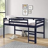 Bellemave Twin Size loft Bed for Kids, Kids loft Bed with Ladder, Wooden loft Bed for Kids, Low loft Bed, Blue
