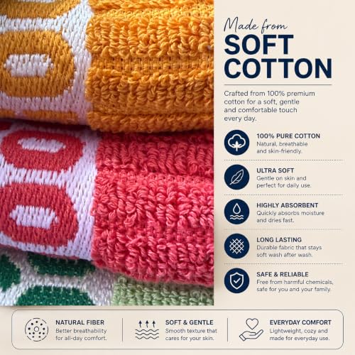 Image of Hand Towel Set of 6 (40x60 cm, 450 GSM) - Soft Cotton, Absorbent, Quick Dry - Bathroom, Wash Basin, Kitchen, Travel & Gym Face & Hand Towel for Men & Women-Multicolor