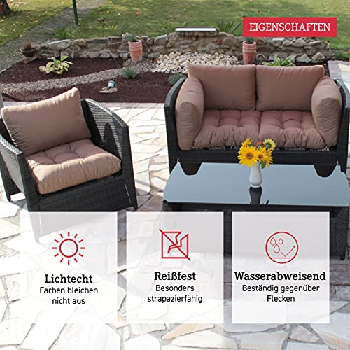 Beo 2x Sitzkissen 60x60 cm wasserabweisend für Lounge Gartenmöbel | Made in EU Lounge-Kissen Grau | Stuhlkissen mit… – Bild 3