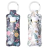 Gerkia Two-piece Chapstick Holder KeyChain，Cute Leather Women and Men Lip Balm Holder Lipstick Key Chain.