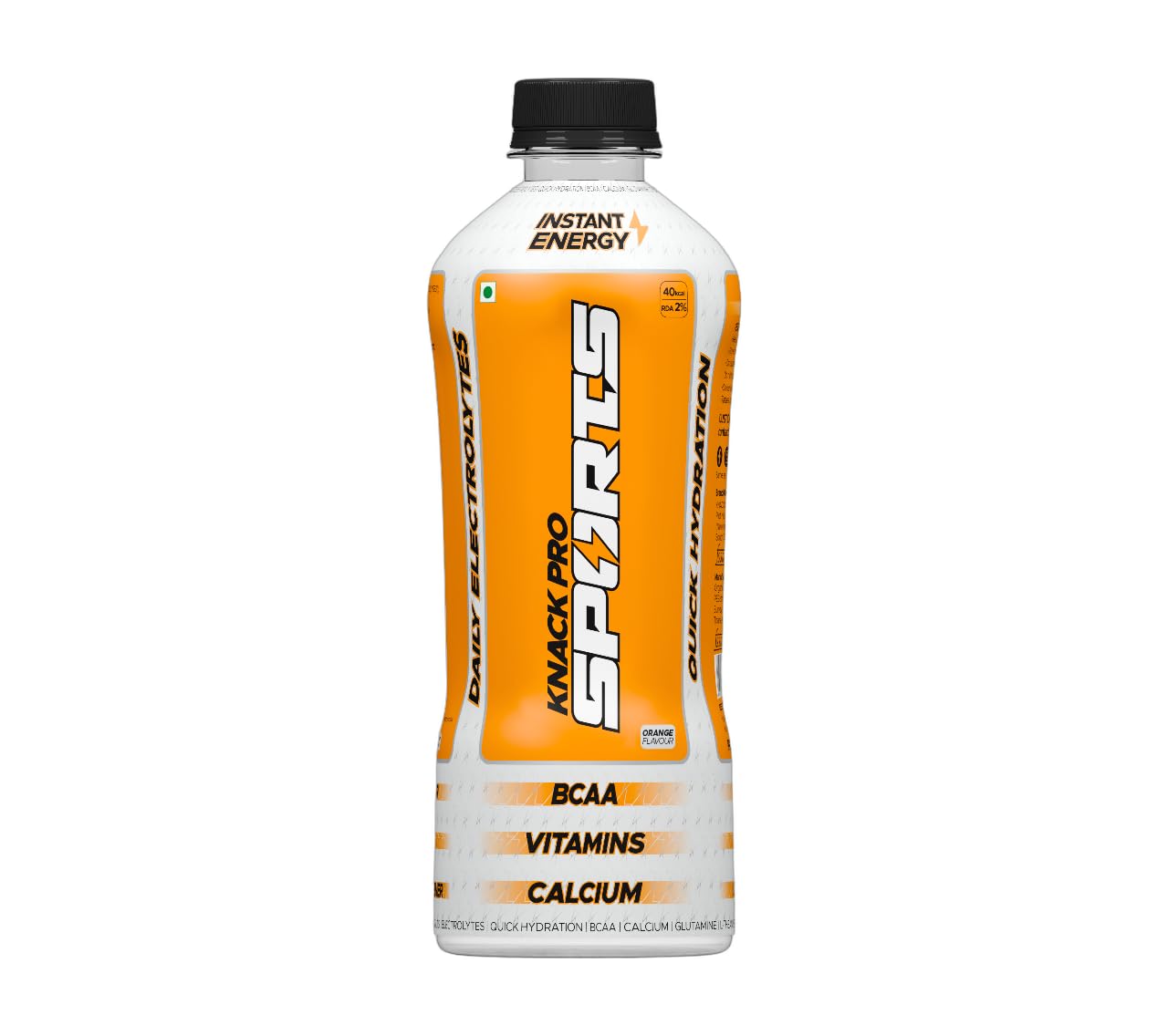 Knack Pro Sports Hydration Drink Orange Flavour 200ml | Pack of 8 | Electrolytes with BCAA Glutamine Prebiotics Vitamins B5 B6 C and Calcium | Essential Salts for Quick Recovery