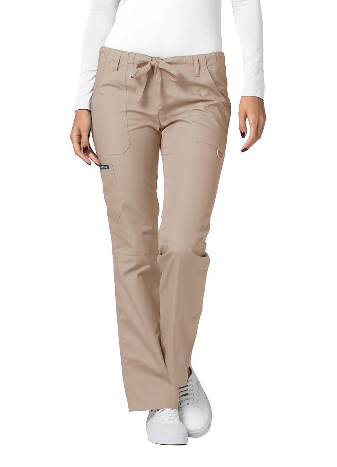 Adar Universal Scrubs for Women - Drawstring Straight Leg Scrub Pants - 510 - Khaki - 4X