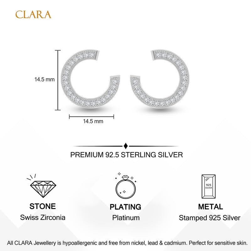 Image of CLARA 925 Sterling Silver Stud Earrings | Platinum Plated | Daily Wear |Gift for Women and Girls