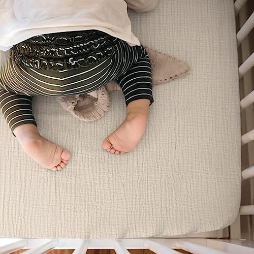 Image of lulumoon Mini Crib Sheets Muslin: Soft Cotton Fitted Mini Crib Mattress Sheets for Boys and Girls 2Pack