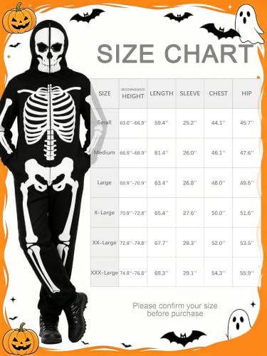 Costume Halloween homme squelette phosphorescent : pyjama combinaison adulte - 4