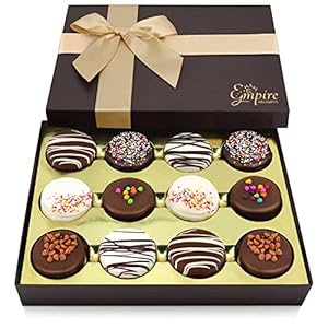 Gourmet Cookies Gift Basket – Delicious Chocolate Gift Basket Great for Birthday Treats for Women and Men – Fancy Chocolate Covered Cookies for Gifting, 12 Count