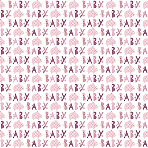 Papier cadeau éléphant rose floral 76 cm rouleau pour emballage naissance