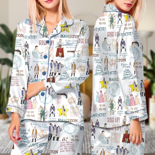 Musical Broadway Satin Pajama Set For Women, Hamilton Satin Gift Souvenir Gift 2 Pieces Pajamas4