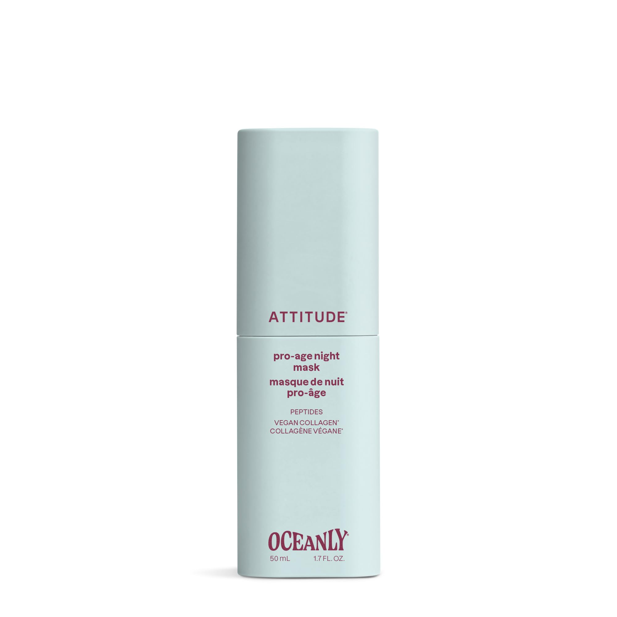 ATTITUDE Overnight Face Mask Anti Aging, With Hyaluronic Acid, Peptides & Collagen, Hydrating for Wrinkles & Fine Lines, Fragrance Free, Dermatologically Tested, EWG Verified, Vegan, 1.7 Fl Oz