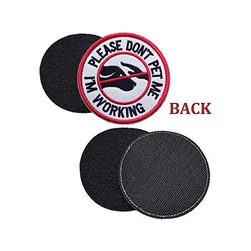 U-Lian Service Dog Working Do Not Touch Military Tactical Morale Badge Hook Loop Fastener Patch - Please Do Not Pet Me I'm Working - 3.15" Diameter Round(Service Dog-Red/White/Black) #TOP3