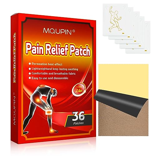 MQUPIN 36 PCS Pain Relief Patch Plaster Heat Patches Pain Relief Patches for Back Knee Joint Neck Shoulder(4 Bags 9pcs/Box)
