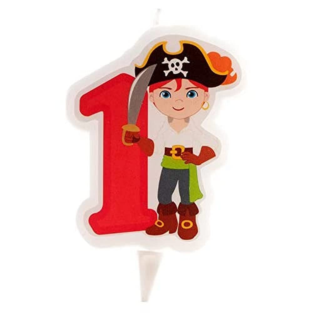 Dekora - 2D Pirate Birthday Candles for Children Cake - Number 1