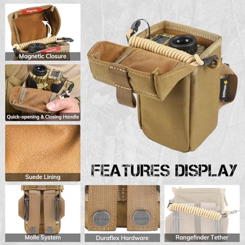 VOTAGOO GEAR Rangefinder Pouch with Protective Padding and Quick-Release Buckle, Molle Compatiblefor Binocular Packs, Tactical Hunting Bag Accessory (Brown) - Thumbnail 4
