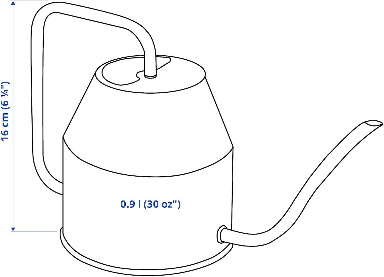 Modern Watering Can with Long Spout, 30 oz Capacity, Ivory and Gold, Set of 2