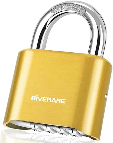 Cerradura de combinación de 4 dígitos, candado de metal resistente, cerraduras de aleación para exteriores con grillete de acero endurecido,