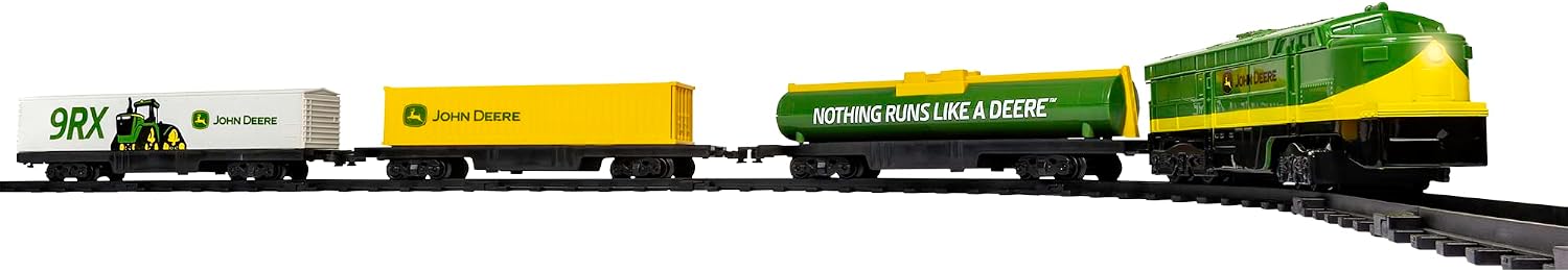Lionel John Deere Miniature Ready-to-Play Set, Battery-Powered Model Train, Multicolor