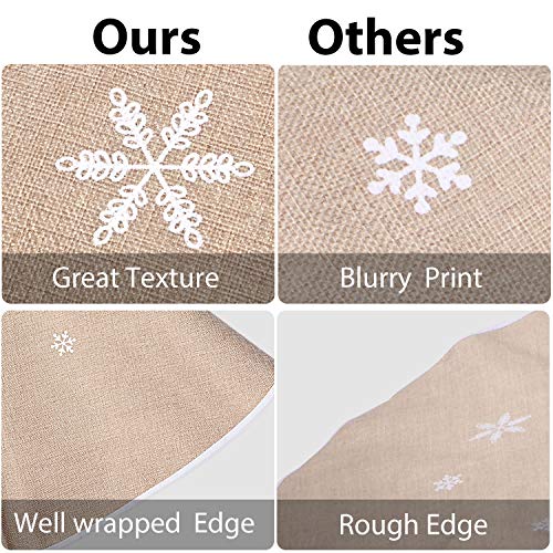 Tatuo Weihnachtsbaum Rock Weiße Schneeflocke Gedruckt Sackleinen Baum Röcke Base Abdeckung für Weihnachten Weihnachtsfeiertag Dekorationen (100 cm) - Image 6