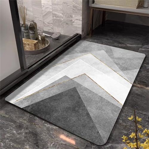 Tappetino da bagno in diatomite, grande, 90 x 150 cm, antiscivolo, ad asciugatura rapida e altamente assorbente, elegante tappeto da bagno per il massimo comfort e sicurezza