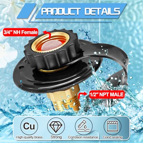 Image of RV City Water Inlet Check Valve, 3 /4 inch NH Female to 1 /2 inch NPT Male | Lead-Free Brass Construction, Leakproof Design, Corrosion Resistant, Tool-Free Installation, Fits RV Camper Trailer Marine