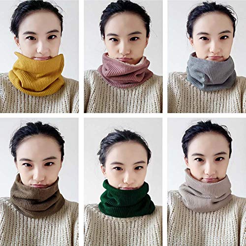 YEKEYI Infinity Scarf Winter Outdoor Double-Layer Neck Warm Knitted Circle Loop Scarves for Women2