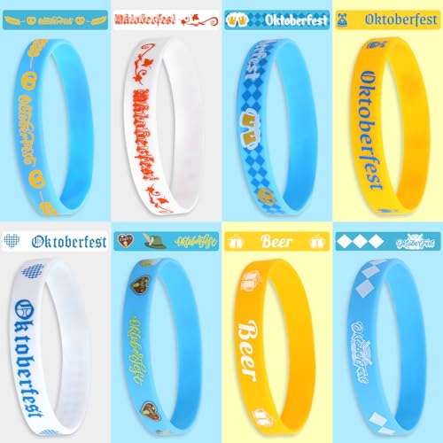 Image of JUNEBRUSHS 64pcs Oktoberfest Party Favors Silicone Bracelets Bulk