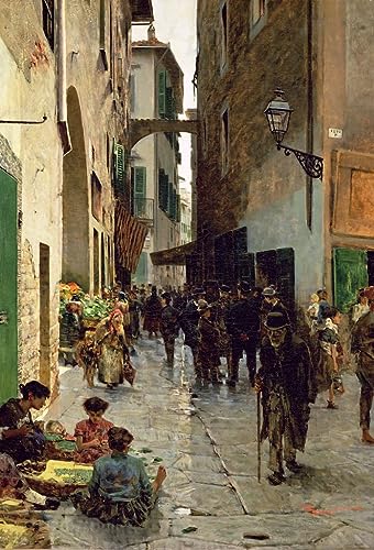 Pintura en lienzo del gueto de Florencia de Signorini, arte impreso de 60x90 cm