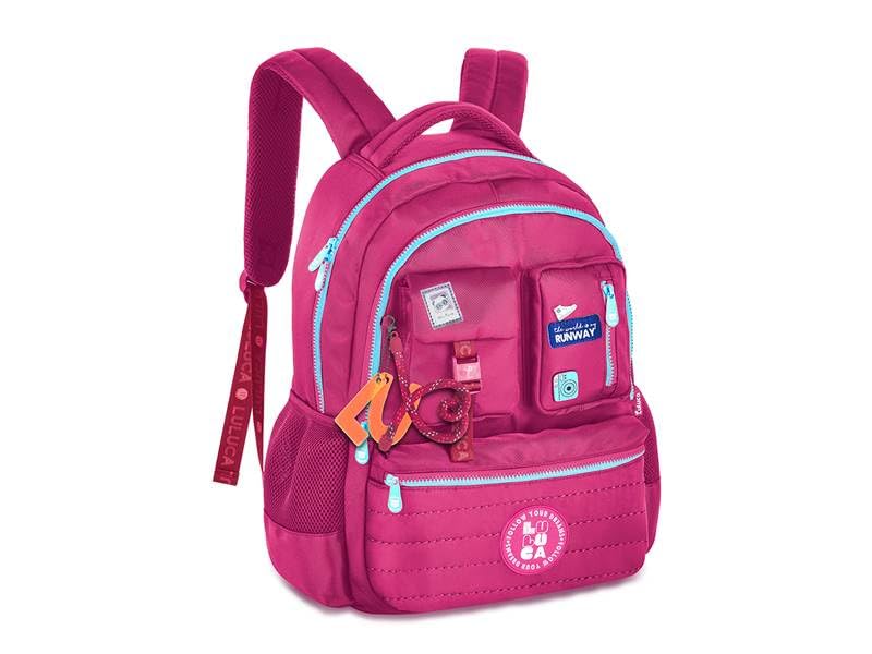 Mochila Luluca Costa Feminina Grande Notebook Bolsos Juvenil (Rosa)