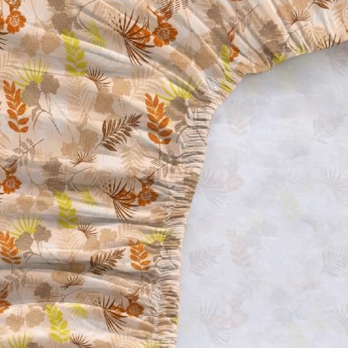 Image of LANE LINEN Symphony | 100% Cotton Sheet Set | Soft & Breathable Fabric | 3 Piece (1 Bedsheet + 2 Pillow Covers) | King Bed Sheet Set - Rust and Yellow Floral