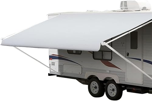 Shade Pro Tela de Repuesto para Toldo de Autocaravana | Vinilo Duradero de Grado Estándar (8' [Tela 7' 2"], Blanco Sólido) Toldo Sombrilla para