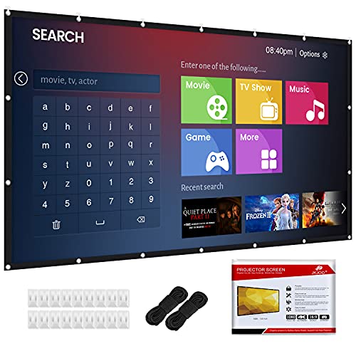 JKJOO Projector Screen 120 Inch 16:9 HD 4K Foldable Crease-Resistant Projection Screen Portable Movie Screens for Projectors Outdoor/Home Theater Support Front Rear Projection
