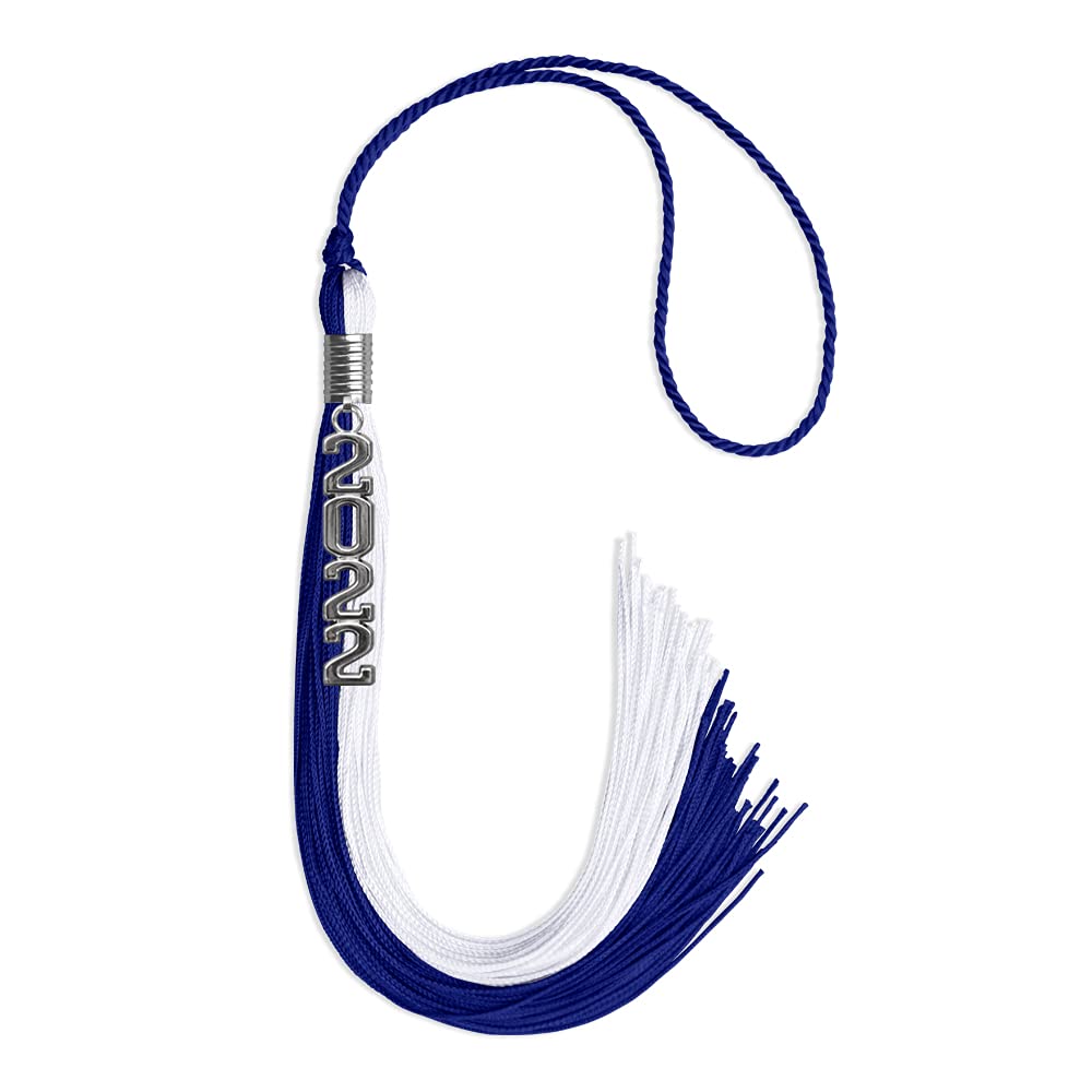 Endea Graduation Double Color Tassel with Silver Stacked Date Drop (Royal Blue/White, 2022)
